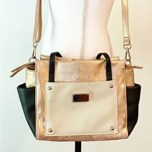 Nicole Miller Rose Gold Metallic Crossbody Purse